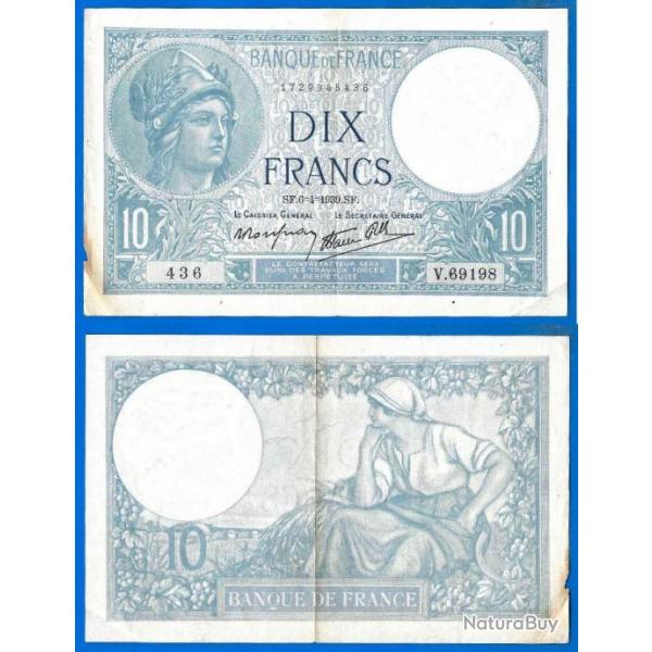 France 10 Francs 1939 Minerve Billet Franc Frs Frc Frcs