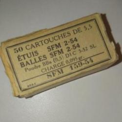Boîte de 22 LR de marque Société Française de Manufacture (année 1954).