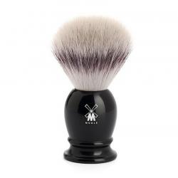 Blaireau "Classic", Diamètre 19 mm, Manche résine noire, Poils fibre synthétique argentée [Mühle]