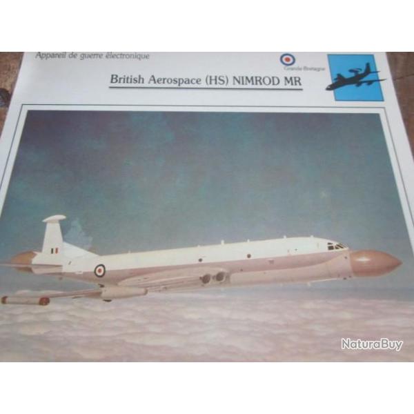 FICHE  AVIATION  TYPE APPAREIL DE GUERRE  ELECTRONIQUE  / BRITISH AEROSPACE HS NIMROD MR  G BRETAGNE