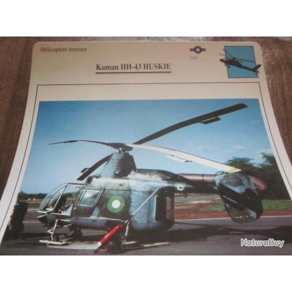 FICHE  AVIATION  TYPE APPAREIL HELICOPTERE TERRESTRE /  KAMAN HH 43 HUSKIE  USA