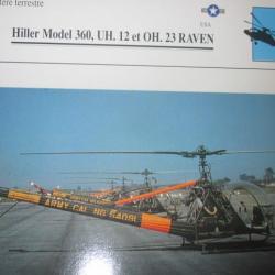 FICHE  AVIATION  TYPE APPAREIL HELICOPTERE TERRESTRE /  HILLER MODEL 360  UH 12 OH 23 RAVEN   USA