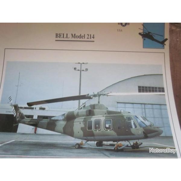 FICHE  AVIATION  TYPE APPAREIL HELICOPTERE TERRESTRE /  BELL MODEL 214  USA