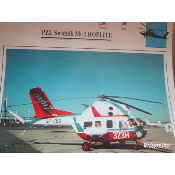 FICHE  AVIATION  TYPE APPAREIL HELICOPTERE TERRESTRE /  PZL SWIDNIK MI 2 HOPLITE