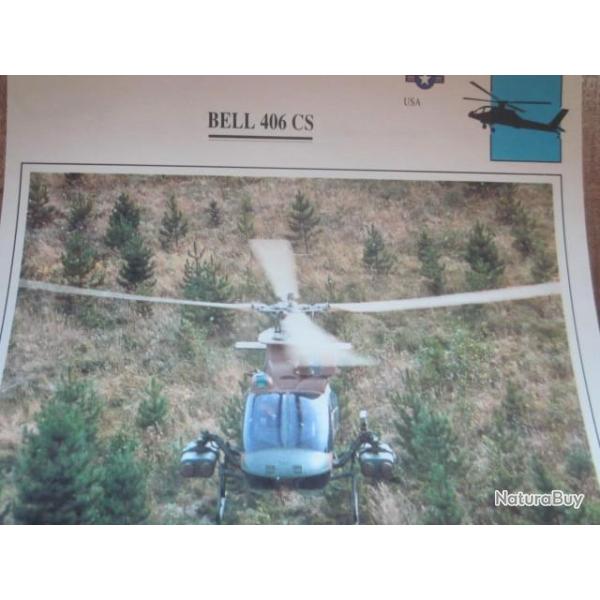 FICHE  AVIATION  TYPE APPAREIL HELICOPTERE TERRESTRE /  BELL 406  CS  USA