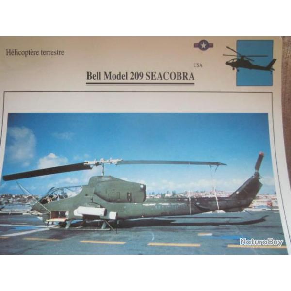 FICHE  AVIATION  TYPE APPAREIL HELICOPTERE TERRESTRE /  BELL MODEL 209 SEACOBRA  USA