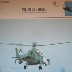 FICHE  AVIATION  TYPE APPAREIL HELICOPTERE TERRESTRE /  MIL MI 24 HIND  URSS