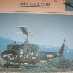 FICHE  AVIATION  TYPE APPAREIL HELICOPTERE TERRESTRE /  AGUSTA BELL AB 205