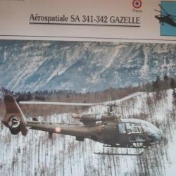 FICHE  AVIATION  TYPE APPAREIL HELICOPTERE TERRESTRE / SA 341 / 342  GAZELLE  FRANCE