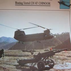 FICHE  AVIATION  TYPE APPAREIL HELICOPTERE TERRESTRE / BOEING VERTOL CH 47 CHINOOK  USA
