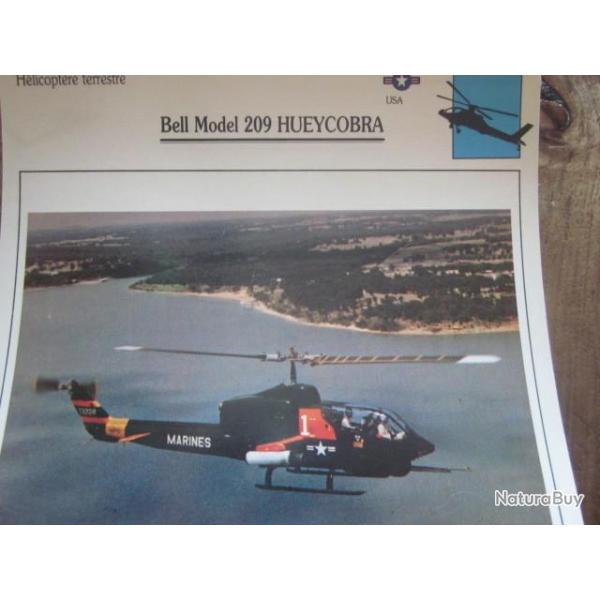 FICHE  AVIATION  TYPE APPAREIL HELICOPTERE TERRESTRE / BELL MODEL 209 HUEYCOBRA  USA