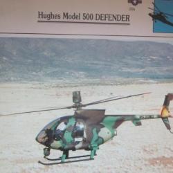 FICHE  AVIATION  TYPE APPAREIL HELICOPTERE TERRESTRE / HUGHES MODEL  500 DEFENDER  USA