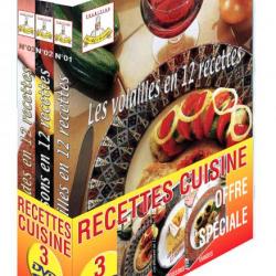 Lot 3 DVD Volailles Poissons Viandes en 12 recettes - Un chef à la maison - Recettes de Cuisine