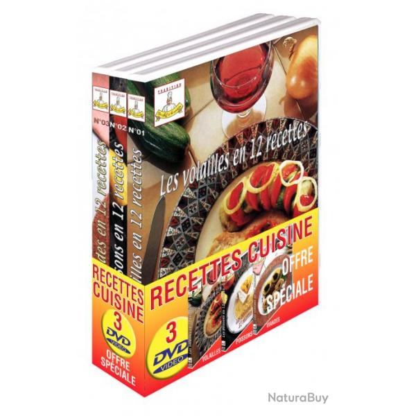 Lot 3 DVD Volailles Poissons Viandes en 12 recettes - Un chef  la maison - Recettes de Cuisine