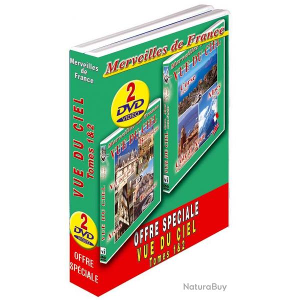 Lot 2 DVD Vue du ciel 1 et 2 : Alpes, Cte d'Azure, Corse, Bretagne, Val de Loire, Bourgogne, Alsace