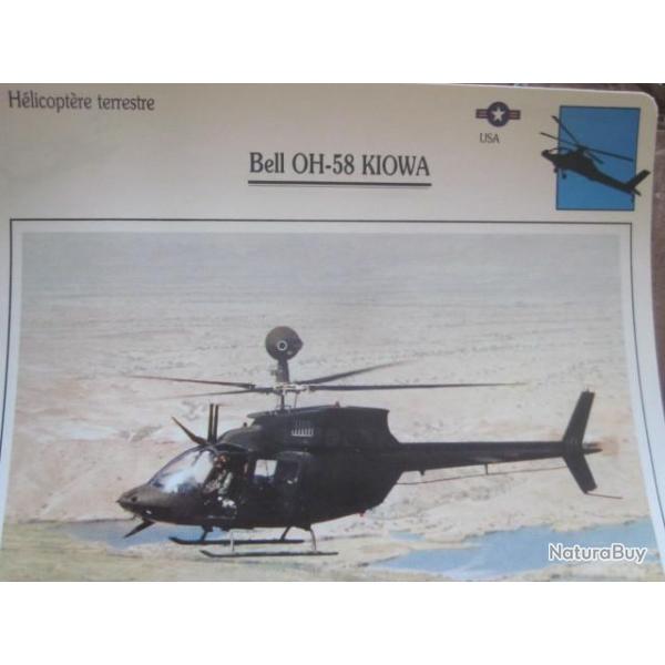 FICHE  AVIATION  TYPE APPAREIL HELICOPTERE TERRESTRE / BELL OH 58 KIOWA   USA