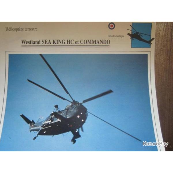 FICHE  AVIATION  TYPE APPAREIL HELICOPTERE TERRESTRE / WESTLAND  SEA KING HC COMMANDO  G BRETAGNE