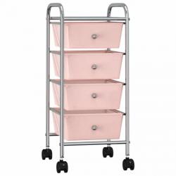 Chariot de rangement mobile à 4 tiroirs Rose Plastique 320400