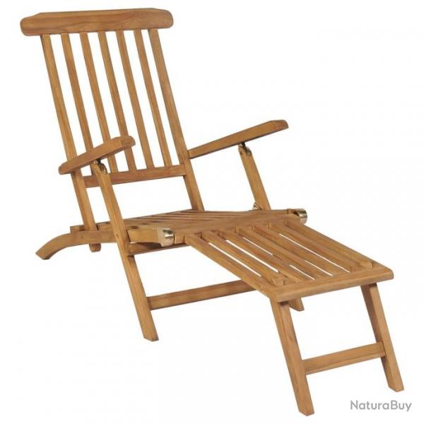 Chaises de terrasse avec repose-pied 2 pcs Bois de teck solide 3073291