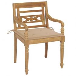 Chaises Batavia avec coussins 4 pcs Bois de teck solide 3073298