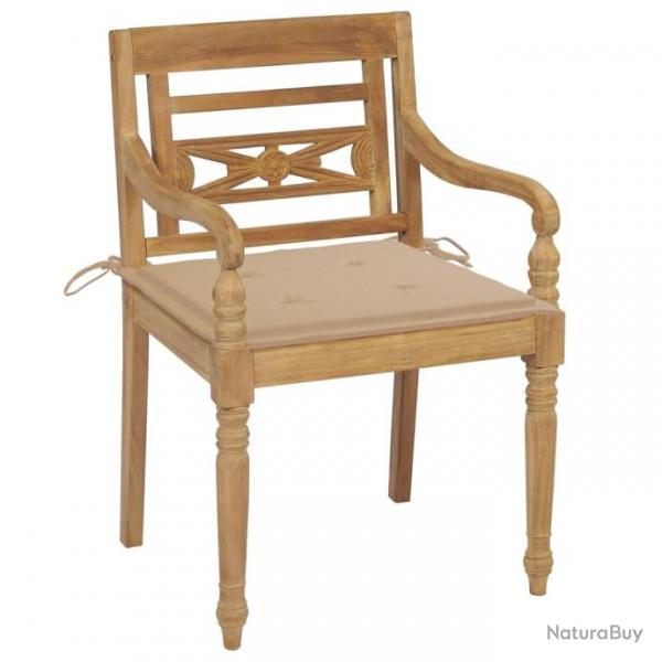 Chaises Batavia avec coussins 4 pcs Bois de teck solide 3073298