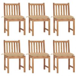 Chaises de jardin 6 pcs avec coussins Bois de teck massif 3073133