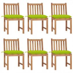 Chaises de jardin 6 pcs avec coussins Bois de teck massif 3073141