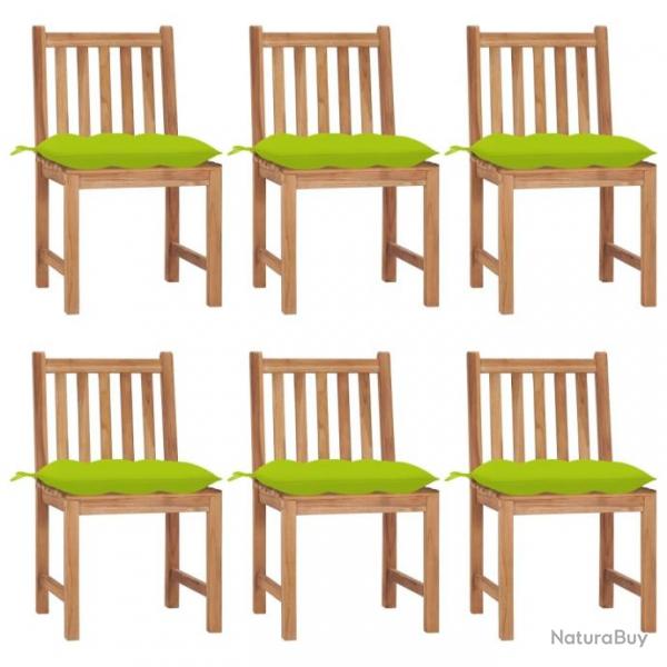 Chaises de jardin 6 pcs avec coussins Bois de teck massif 3073141