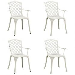 Chaises de jardin 4 pcs Aluminium coulé Blanc