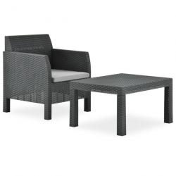 Salon de jardin 2 pcs avec coussin PP Anthracite 315641