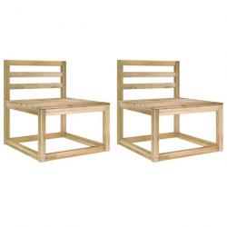 Canapés centraux palette de jardin 2 pcs Pin imprégné de vert 315705