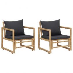 Chaises de jardin avec coussins 2 pcs Bambou 315599