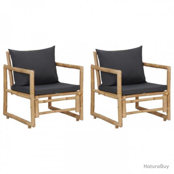 Chaises de jardin avec coussins 2 pcs Bambou 315599