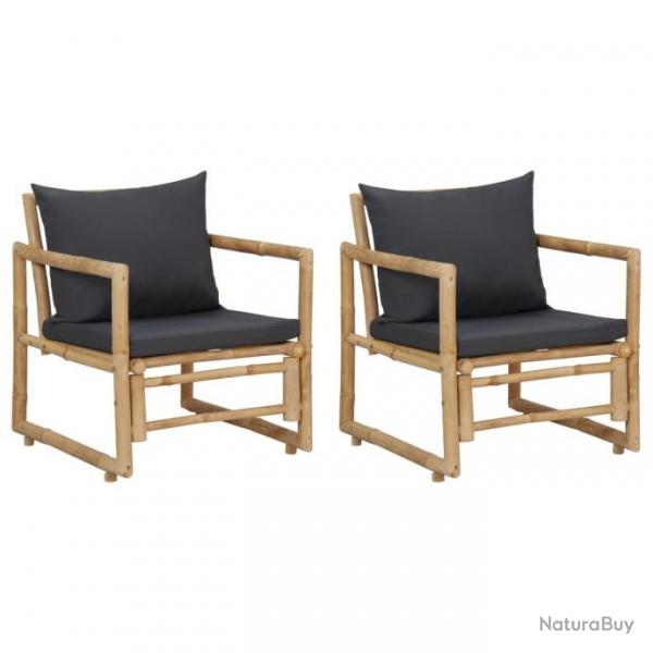 Chaises de jardin avec coussins 2 pcs Bambou 315599