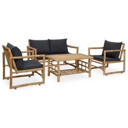 Salon de jardin 4 pcs avec coussins Bambou 315601