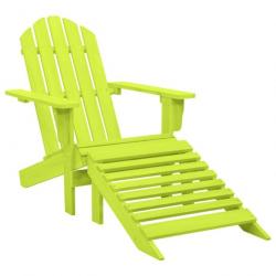 Chaise de jardin Adirondack avec pouf Bois de sapin solide Vert 315866