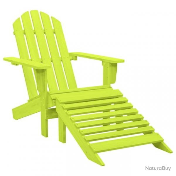 Chaise de jardin Adirondack avec pouf Bois de sapin solide Vert 315866