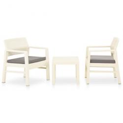 Salon de jardin 3 pcs avec coussins Plastique Blanc 315854