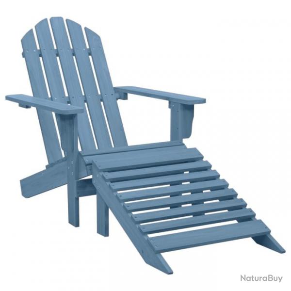 Chaise de jardin Adirondack avec pouf Bois de sapin solide Bleu 315865