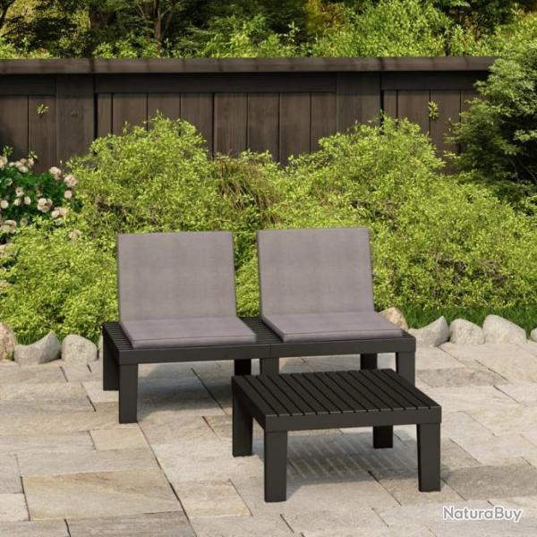 Salon de jardin 2 pcs avec coussins Plastique Gris 315853