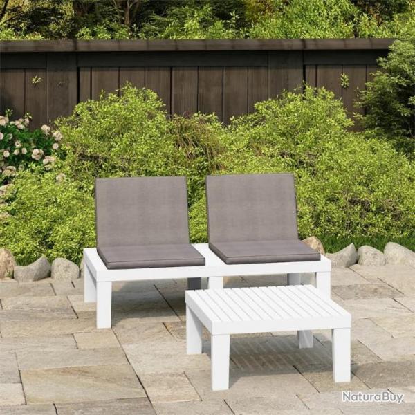 Salon de jardin 2 pcs avec coussins Plastique Blanc 315852