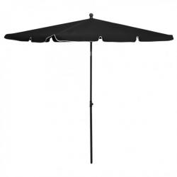 Parasol de jardin avec mât 210x140 cm Noir 315549