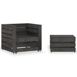 Salon de jardin palette 2 pcs Bois de pin imprégné de gris 316199