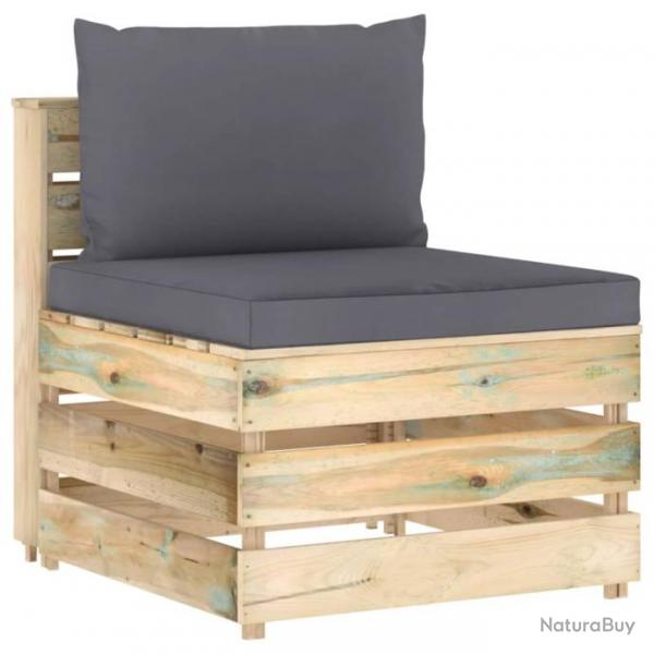 Canap central sectionnel avec coussins Bois imprgn de vert 3074507