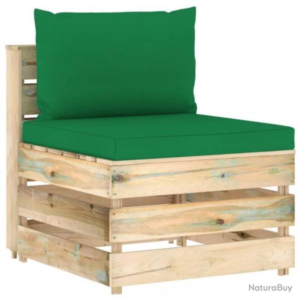 Canap central sectionnel avec coussins Bois imprgn de vert 3074512