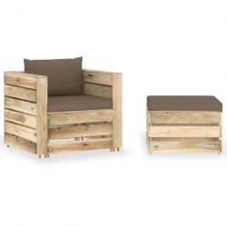 Salon de jardin 2 pcs avec coussins Bois imprégné de vert 3074539