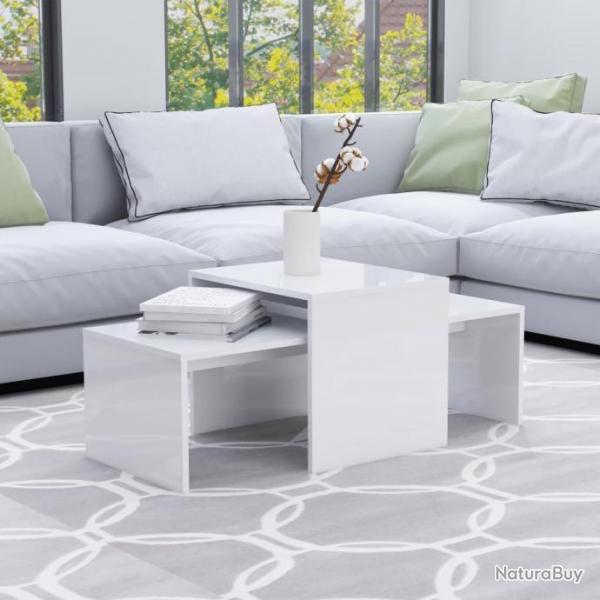 tables basses Blanc brillant 100x48x40 cm Agglomr 802918