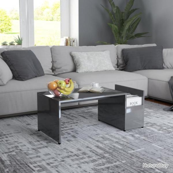 Table basse Gris brillant 90x45x35 cm Agglomr