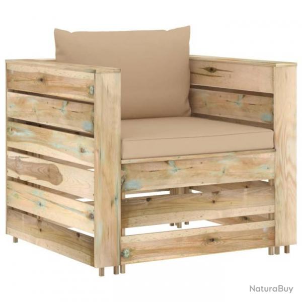 Salon de jardin 2 pcs avec coussins Bois imprgn de vert 3074534