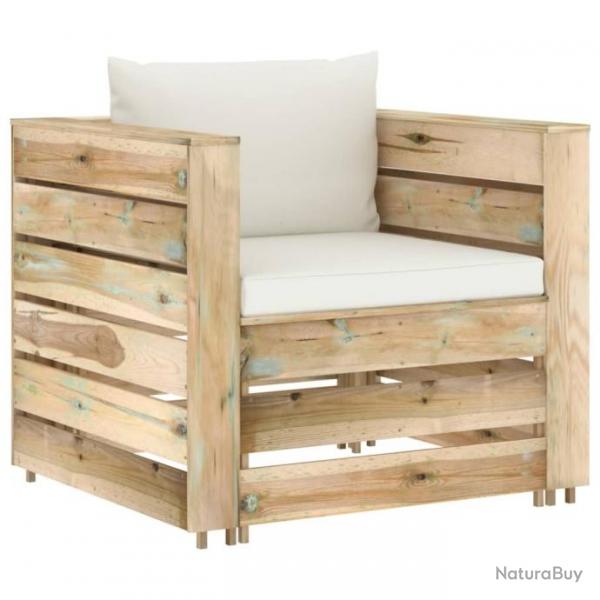 Salon de jardin 2 pcs avec coussins Bois imprgn de vert 3074533